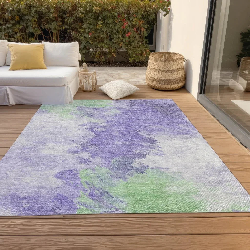 LOOMLAN Rugs Braeas Purple Washable Indoor-Outdoor Rug