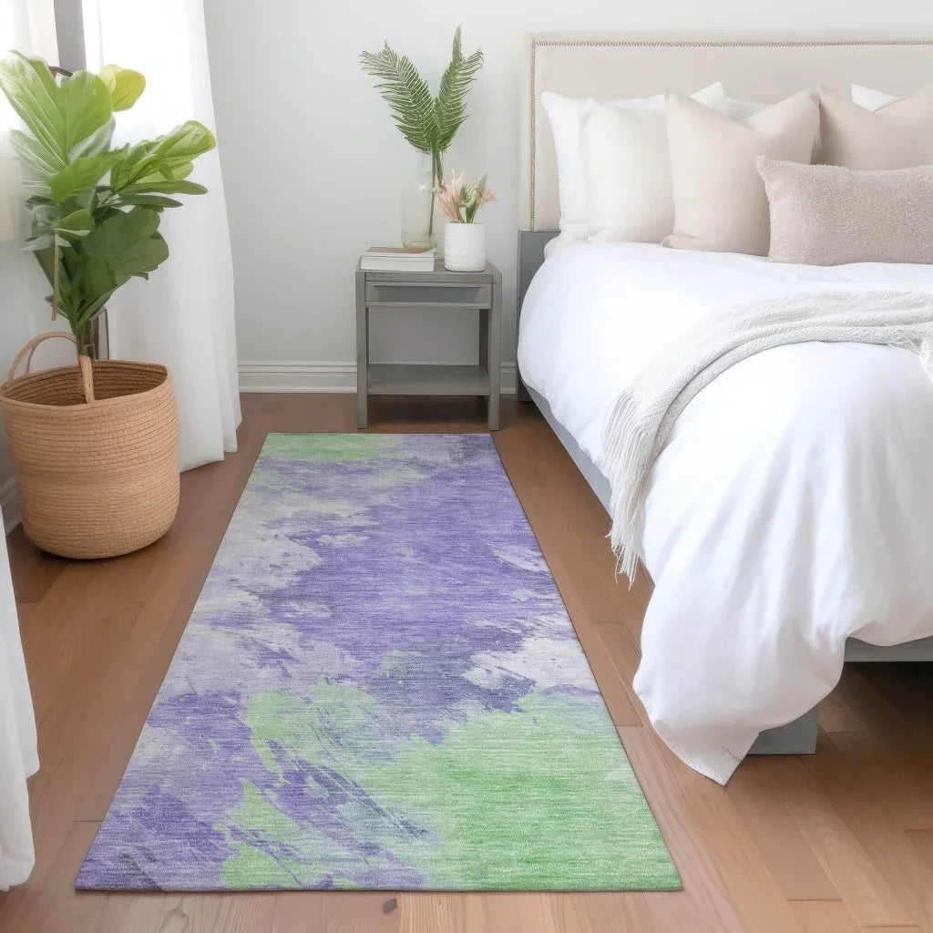 LOOMLAN Rugs Braeas Purple Washable Indoor-Outdoor Rug