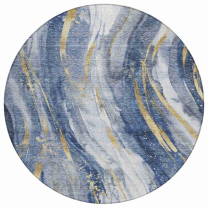 LOOMLAN Rugs Braeon Blue Washable Indoor-Outdoor Rug