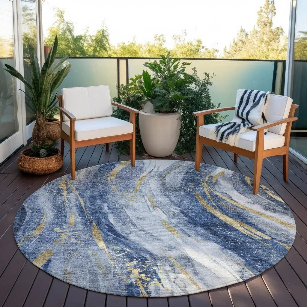 LOOMLAN Rugs Braeon Blue Washable Indoor-Outdoor Rug