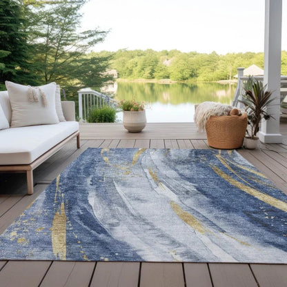 LOOMLAN Rugs Braeon Blue Washable Indoor-Outdoor Rug