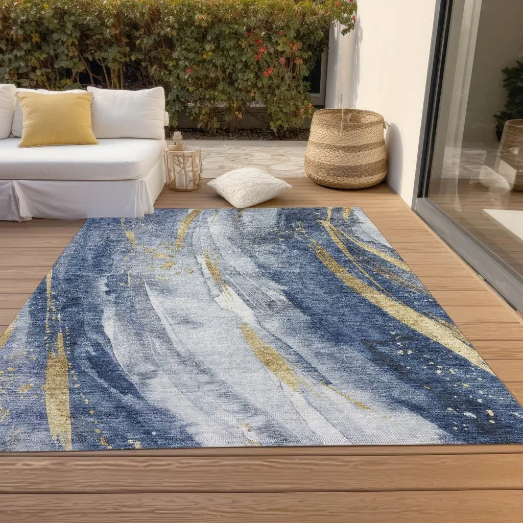 LOOMLAN Rugs Braeon Blue Washable Indoor-Outdoor Rug
