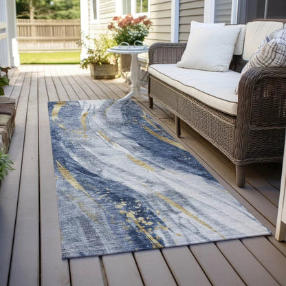 LOOMLAN Rugs Braeon Blue Washable Indoor-Outdoor Rug