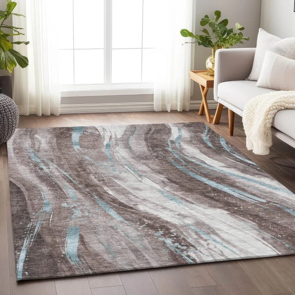 Braeon Brown Washable Indoor - Outdoor Rug - LOOMLAN - LOOMLAN Rugs - Outdoor Rugs