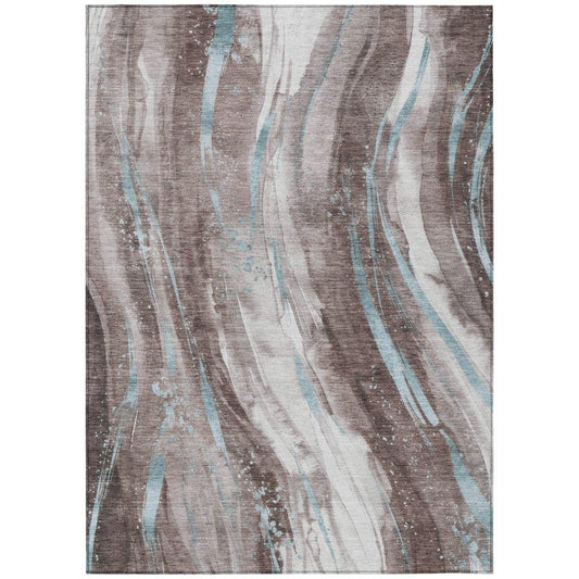 LOOMLAN Rugs Braeon Brown Washable Indoor-Outdoor Rug