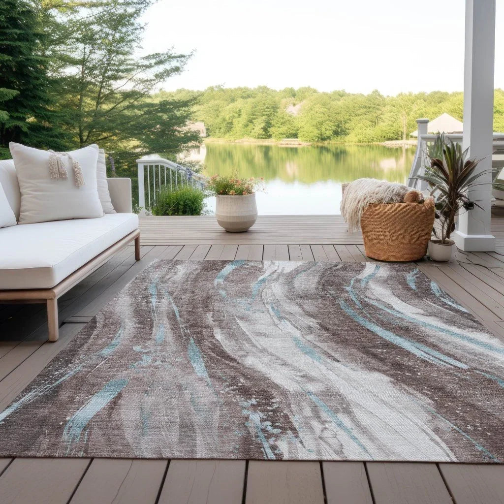 Braeon Brown Washable Indoor - Outdoor Rug - LOOMLAN - LOOMLAN Rugs - Outdoor Rugs
