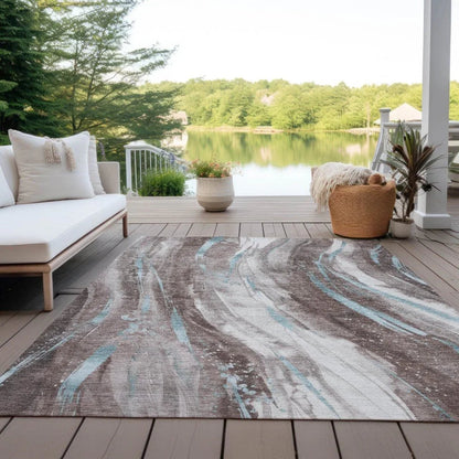 Braeon Brown Washable Indoor - Outdoor Rug - LOOMLAN - LOOMLAN Rugs - Outdoor Rugs