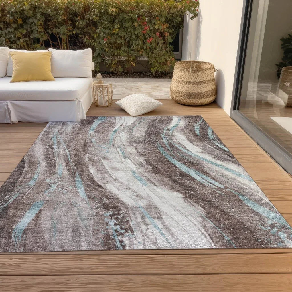 Braeon Brown Washable Indoor - Outdoor Rug - LOOMLAN - LOOMLAN Rugs - Outdoor Rugs