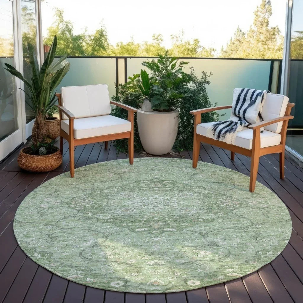 LOOMLAN Rugs Braeor Green Washable Indoor-Outdoor Rug
