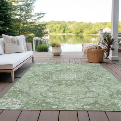 LOOMLAN Rugs Braeor Green Washable Indoor-Outdoor Rug