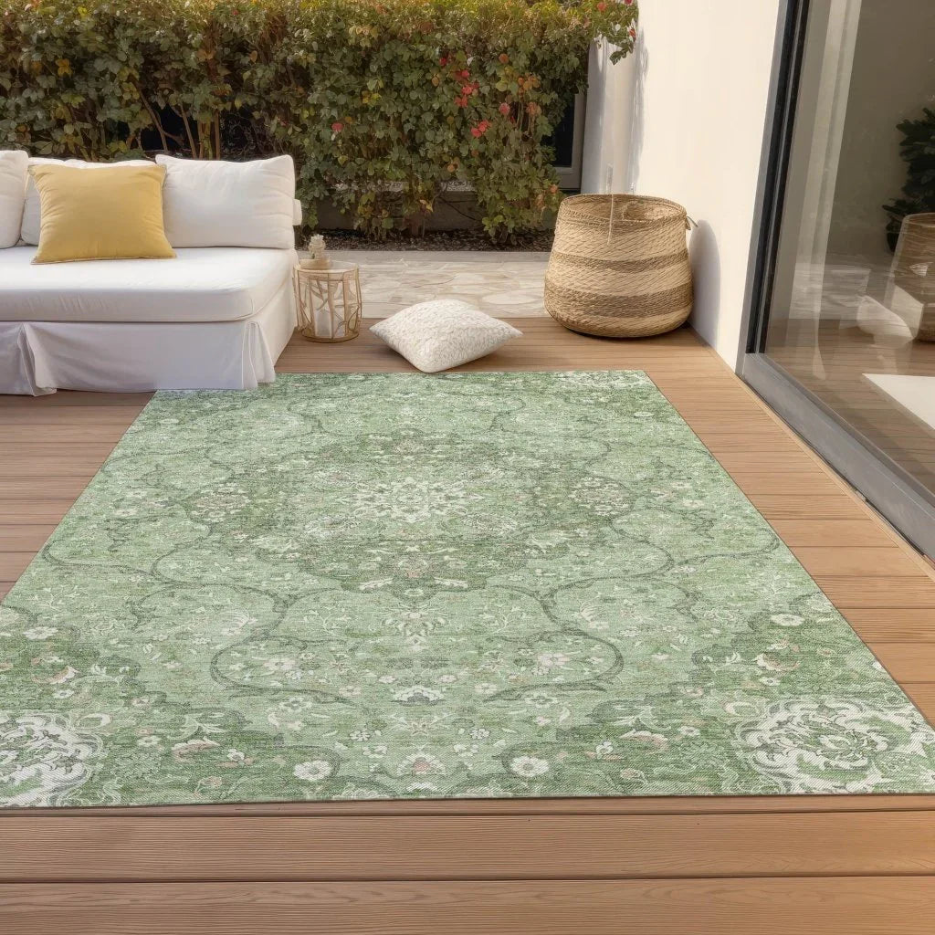 LOOMLAN Rugs Braeor Green Washable Indoor-Outdoor Rug