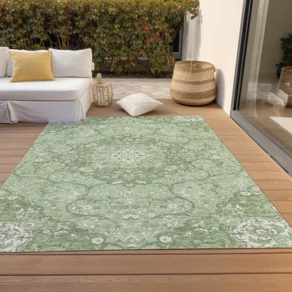 LOOMLAN Rugs Braeor Green Washable Indoor-Outdoor Rug