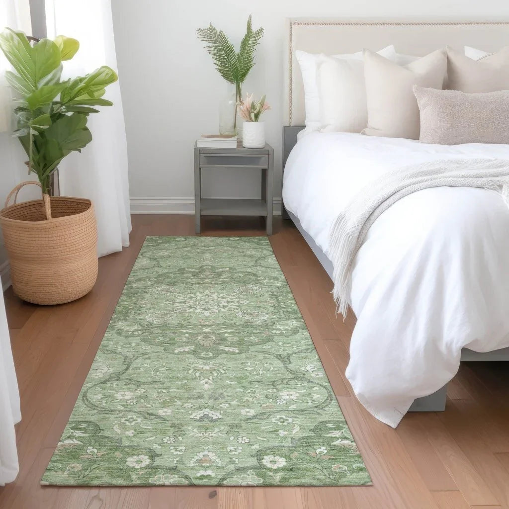 LOOMLAN Rugs Braeor Green Washable Indoor-Outdoor Rug