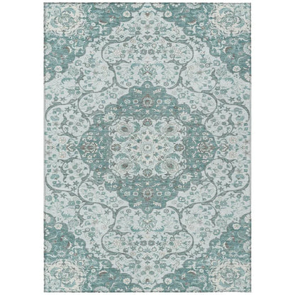 LOOMLAN Rugs Braeor Teal Washable Indoor-Outdoor Rug