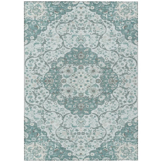 LOOMLAN Rugs Braeor Teal Washable Indoor-Outdoor Rug