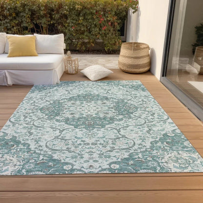 LOOMLAN Rugs Braeor Teal Washable Indoor-Outdoor Rug
