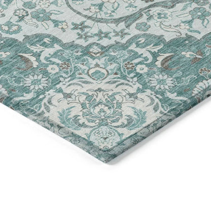 LOOMLAN Rugs Braeor Teal Washable Indoor-Outdoor Rug