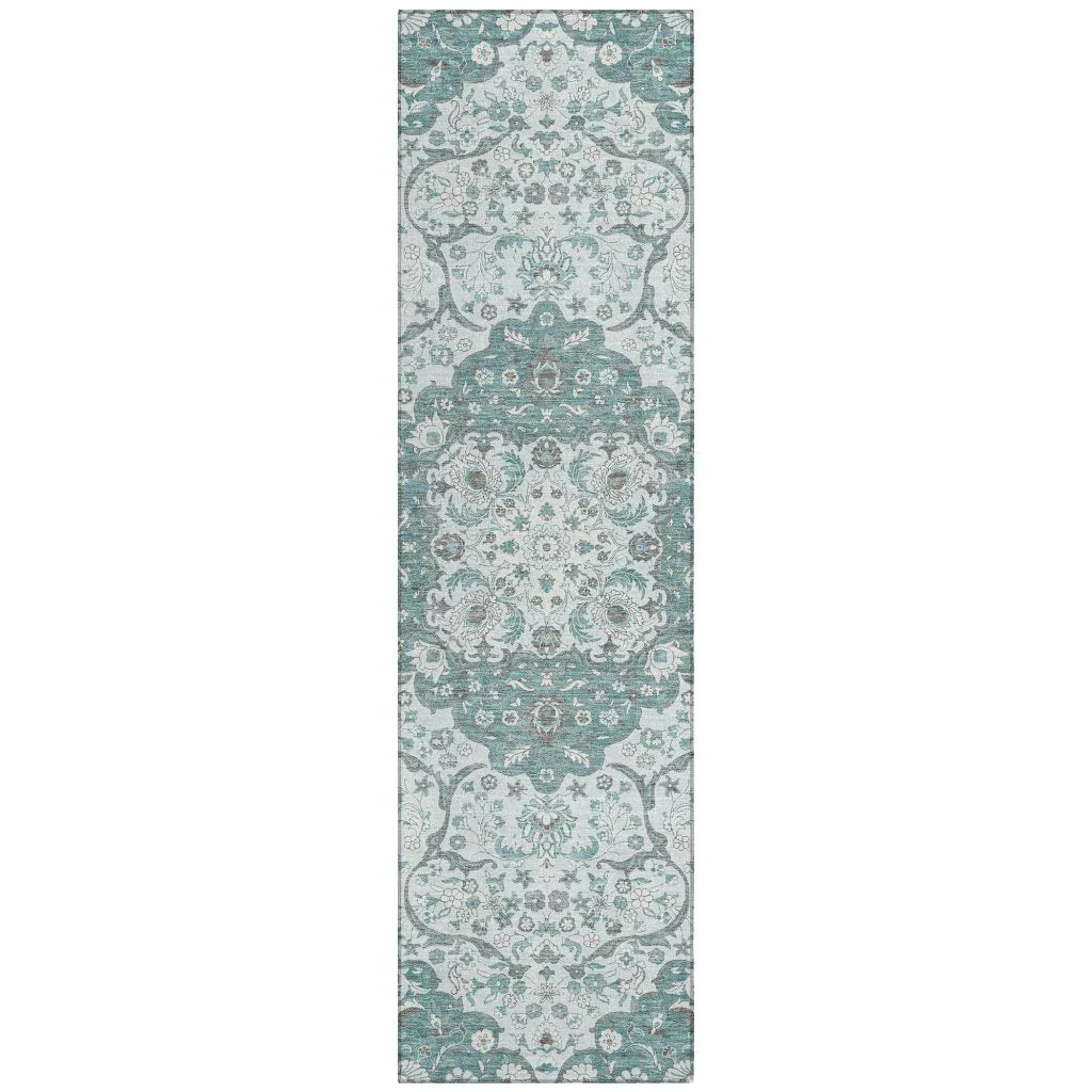 LOOMLAN Rugs Braeor Teal Washable Indoor-Outdoor Rug