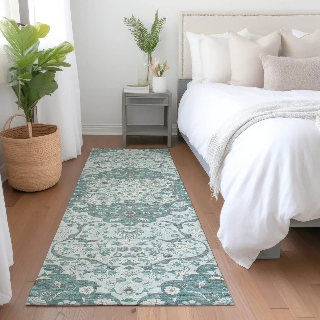 LOOMLAN Rugs Braeor Teal Washable Indoor-Outdoor Rug