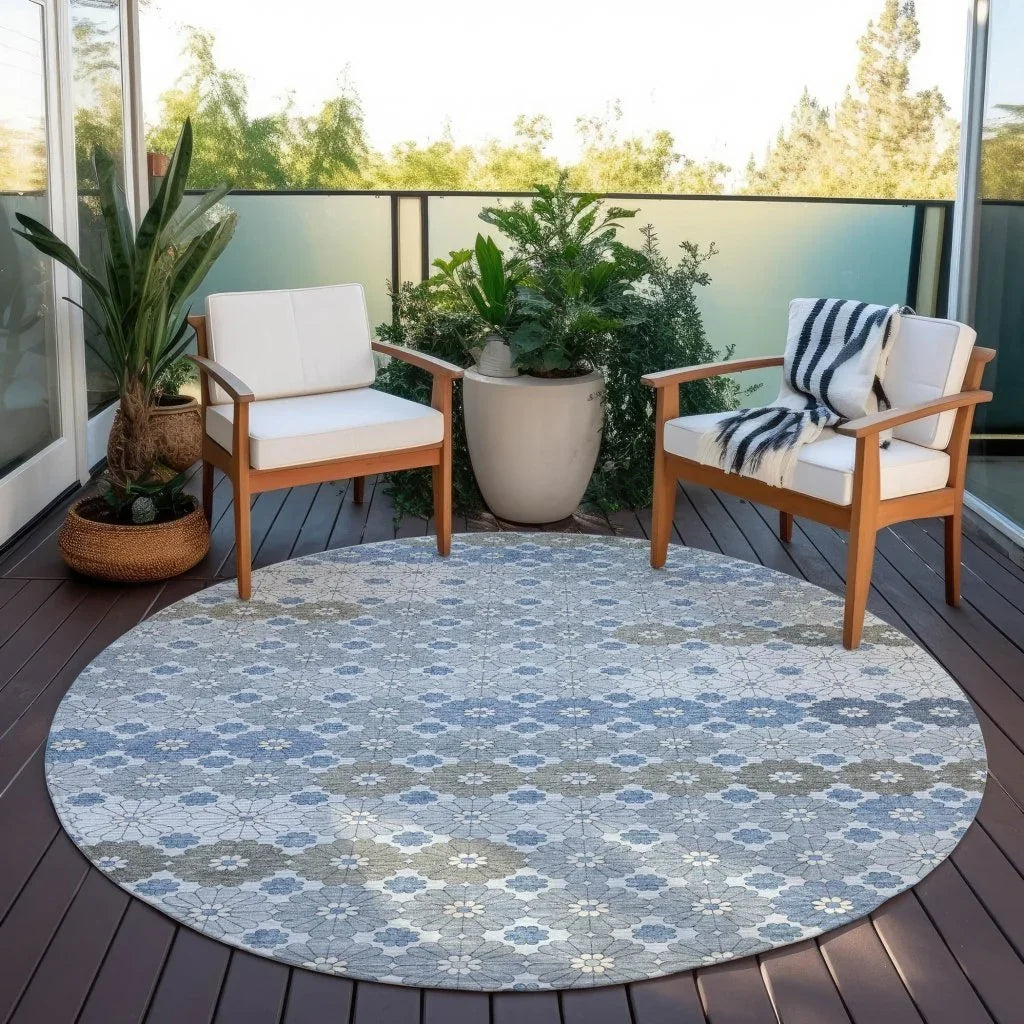 LOOMLAN Rugs Braeyn Blue Washable Indoor-Outdoor Rug