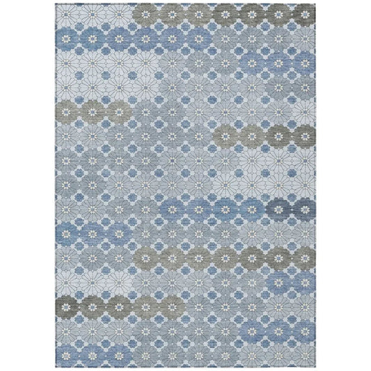 LOOMLAN Rugs Braeyn Blue Washable Indoor-Outdoor Rug