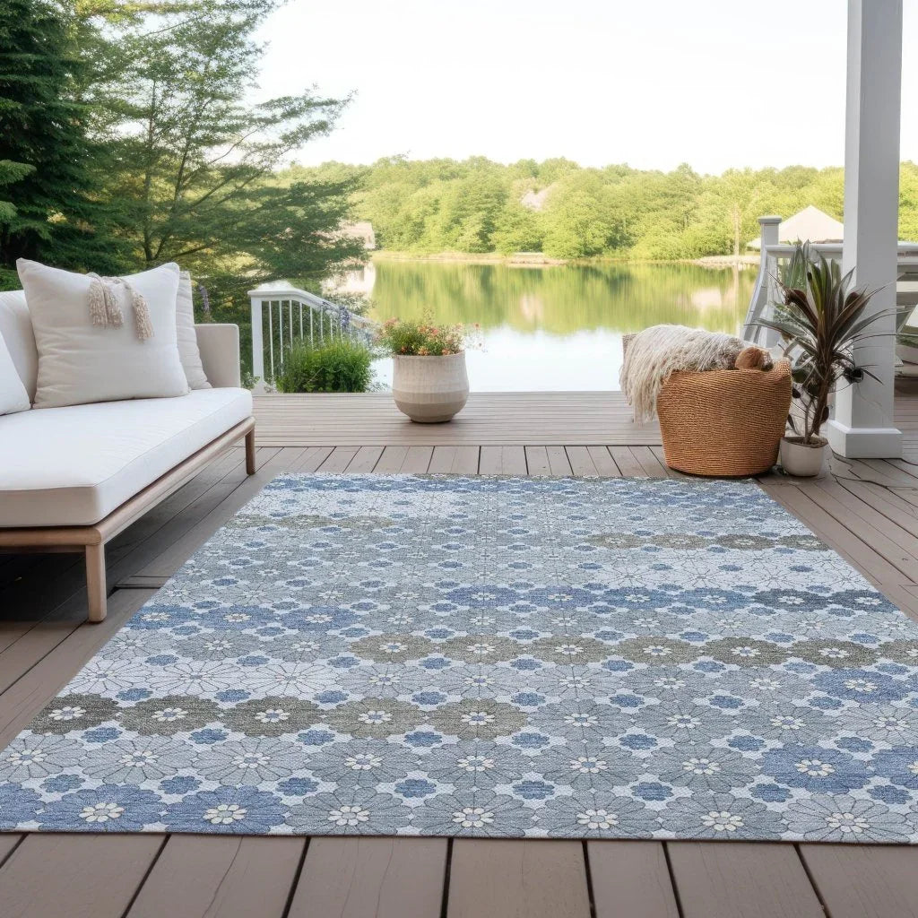 LOOMLAN Rugs Braeyn Blue Washable Indoor-Outdoor Rug