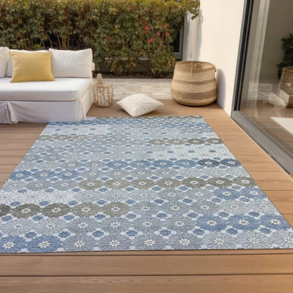 LOOMLAN Rugs Braeyn Blue Washable Indoor-Outdoor Rug