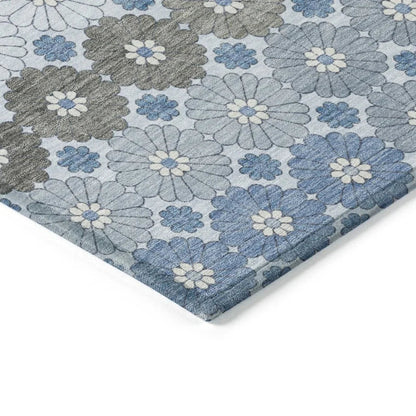 LOOMLAN Rugs Braeyn Blue Washable Indoor-Outdoor Rug