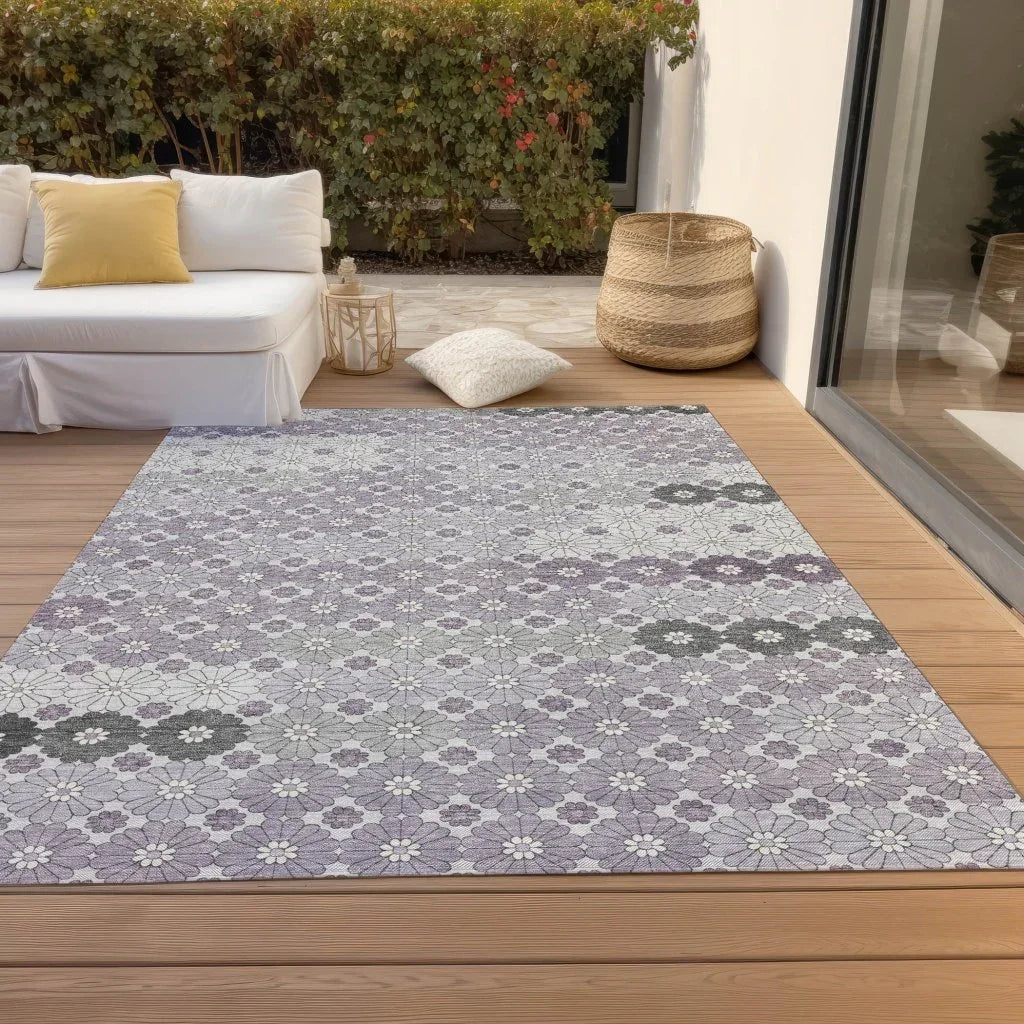 LOOMLAN Rugs Braeyn Purple Washable Indoor-Outdoor Rug