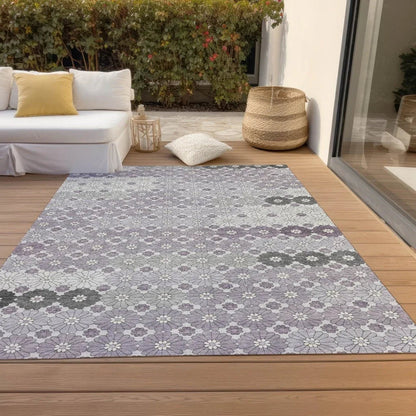 LOOMLAN Rugs Braeyn Purple Washable Indoor-Outdoor Rug
