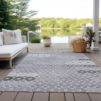 LOOMLAN Rugs Braeyn Purple Washable Indoor-Outdoor Rug