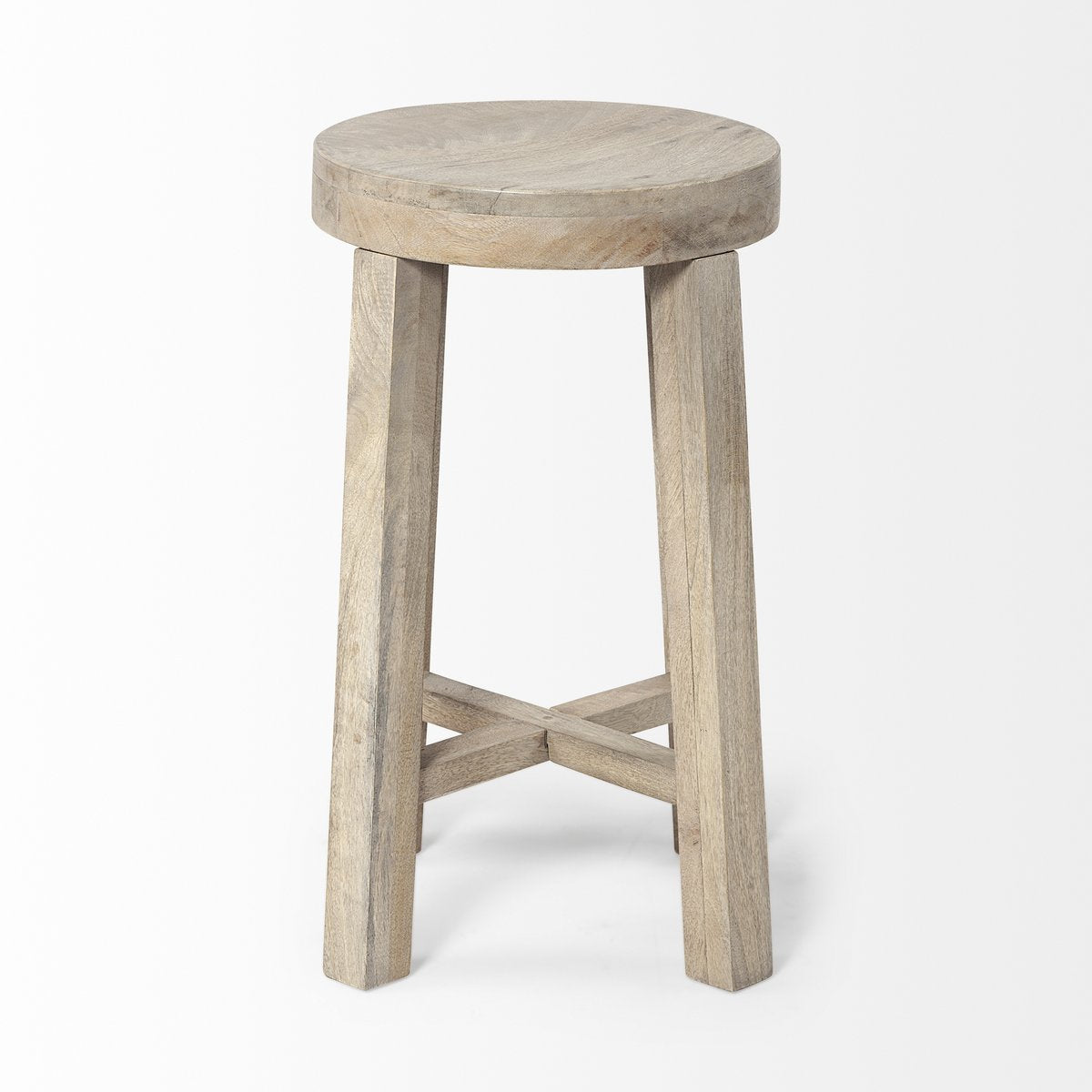Mercana Brahma 26"H White Washed Wood Stool