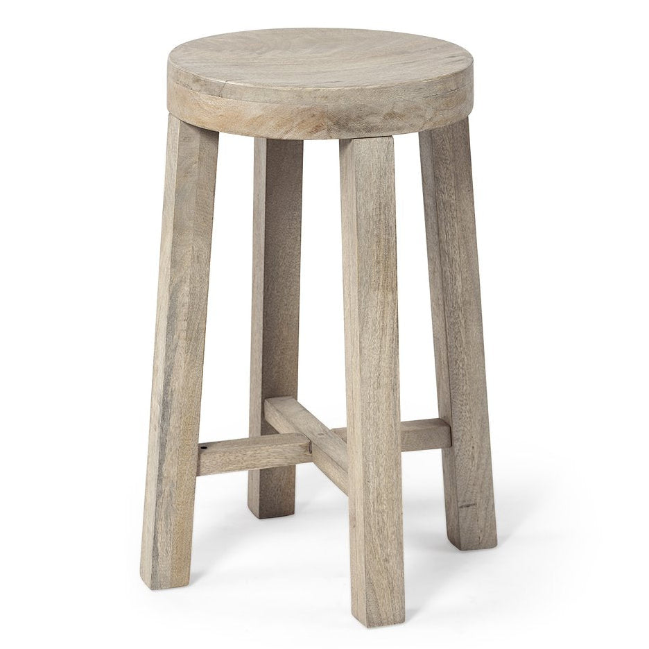 Mercana Brahma 26"H White Washed Wood Stool