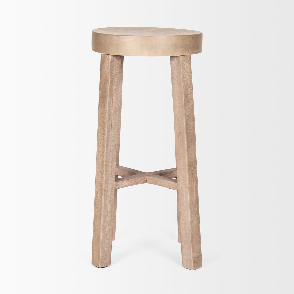 Mercana Brahma 30"H White Washed Wood Stool