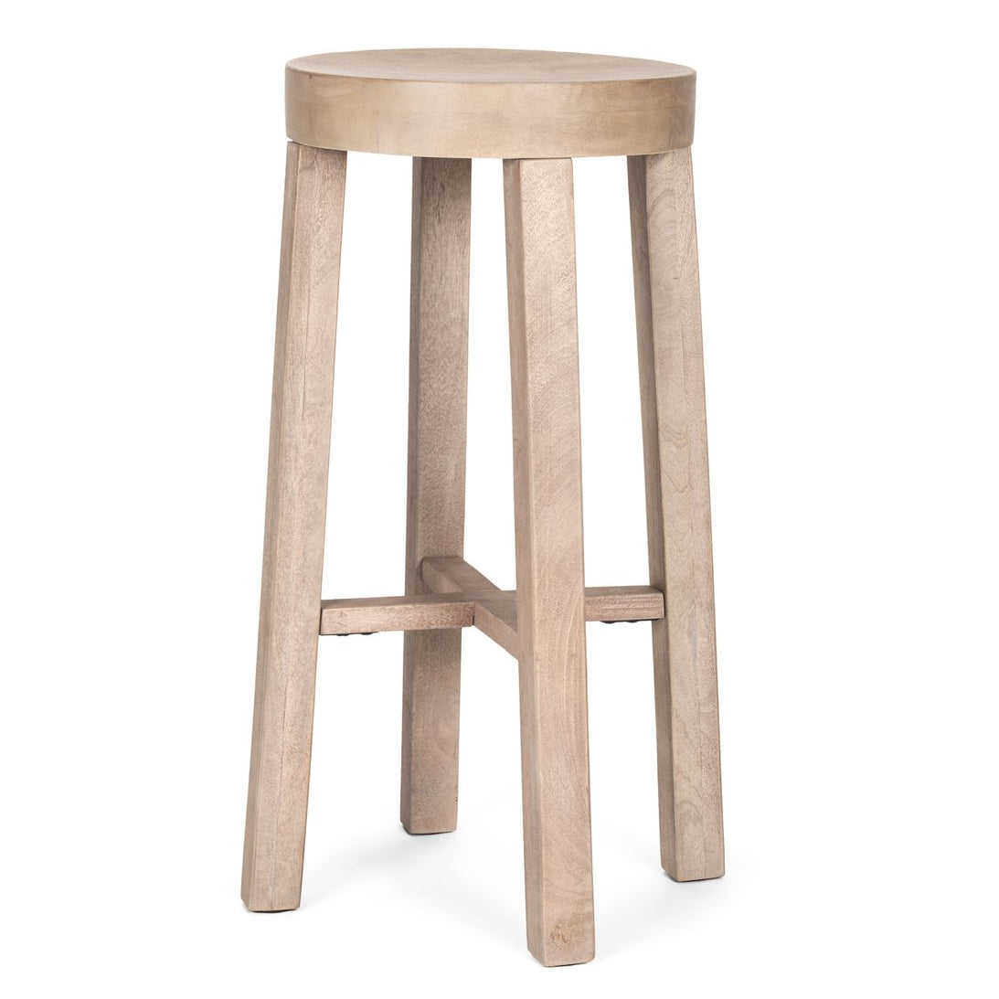 Mercana Brahma 30"H White Washed Wood Stool