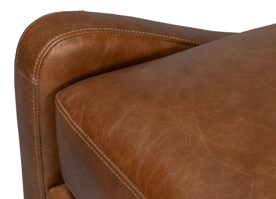 Brandy Slipper Accent Chair In Distilled Leather-Accent Chairs-Sarreid-LOOMLAN