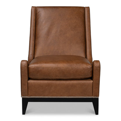 Brandy Slipper Accent Chair In Distilled Leather-Accent Chairs-Sarreid-LOOMLAN