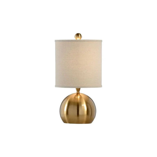 Chelsea House Brass Ball Natural Linen Deep Drum Shade Table Lamp