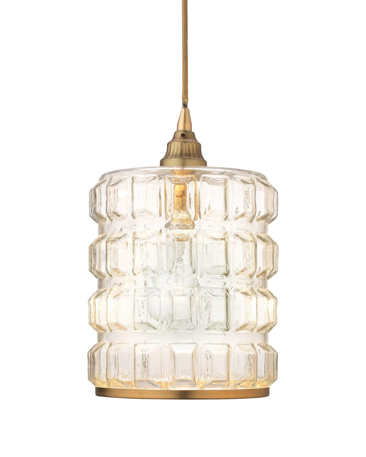 Brass & Clear Textured Glass Madison Pendant Pendants Sideboards and Things By Jamie Young