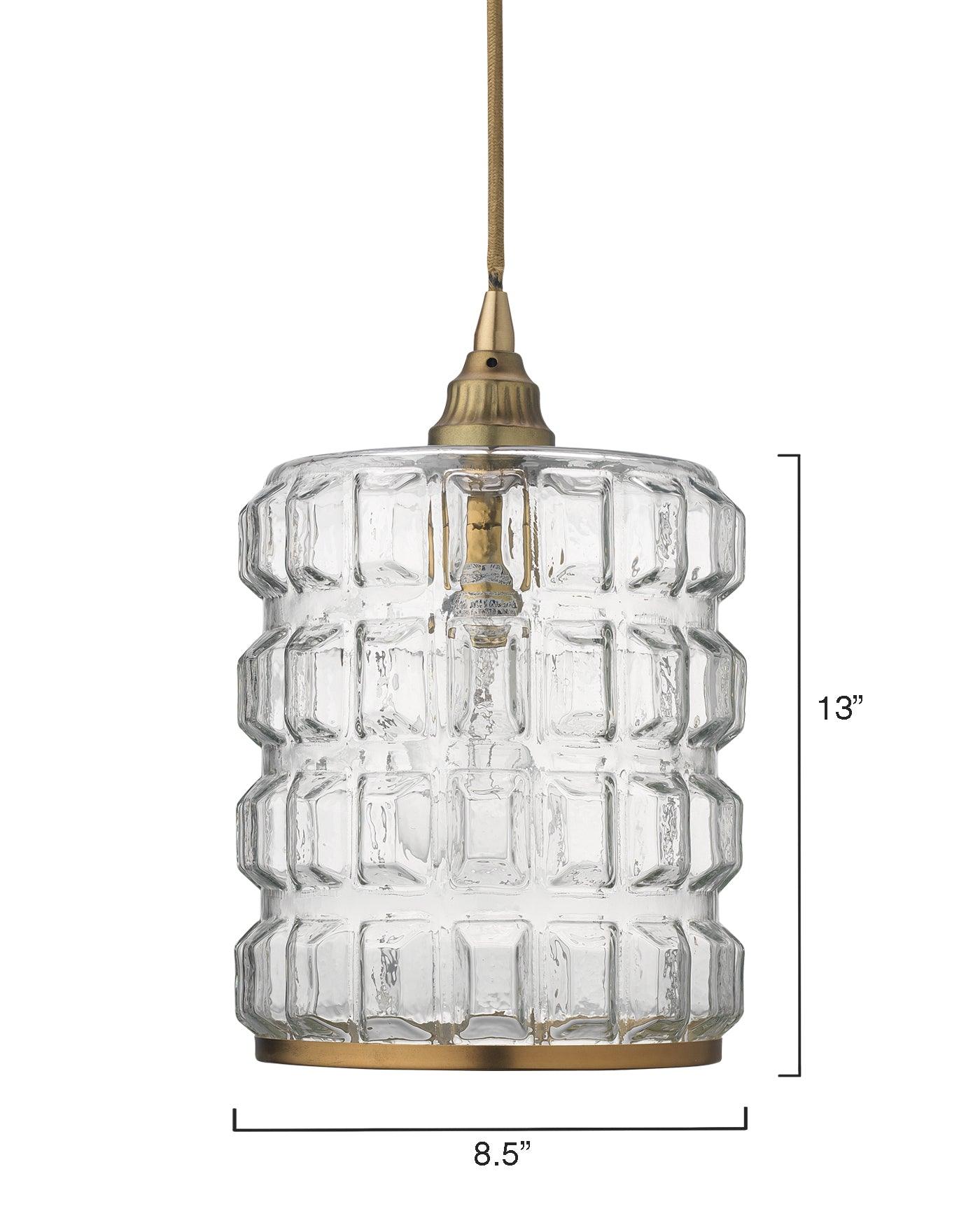 Brass & Clear Textured Glass Madison Pendant Pendants Sideboards and Things By Jamie Young