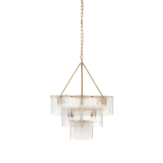 Jamie Young Brass & Glass Foyer Perignon Three Tier Chandelier