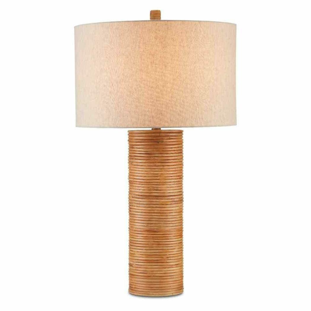 Brass Natural Rattan Salome Table Lamp Table Lamps Sideboards and Things By Currey & Co