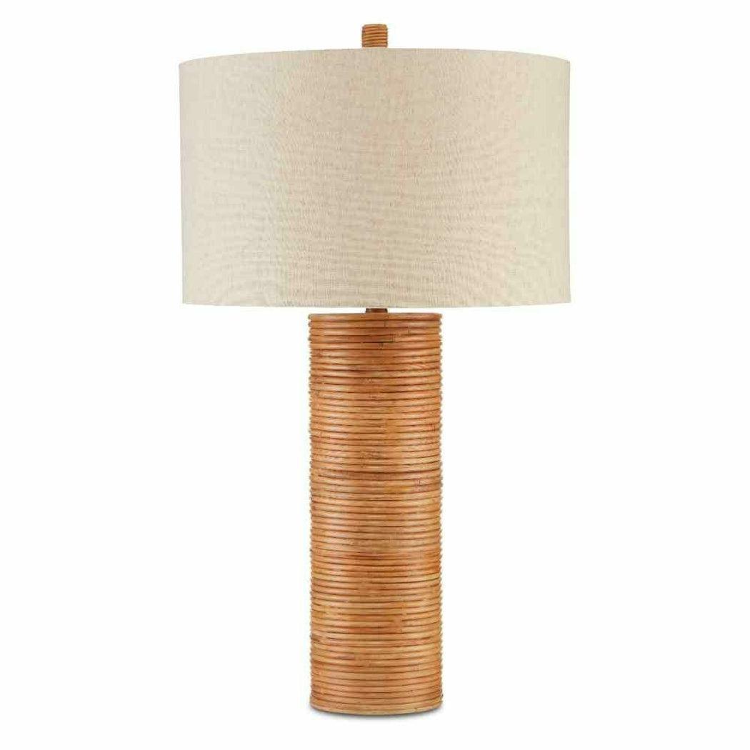 Brass Natural Rattan Salome Table Lamp Table Lamps Sideboards and Things By Currey & Co