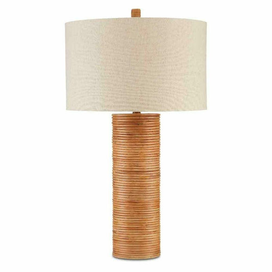 Brass Natural Rattan Salome Table Lamp Table Lamps Sideboards and Things By Currey & Co