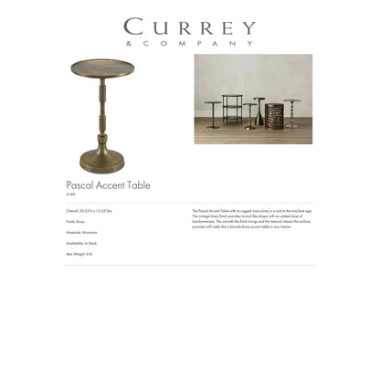 Brass Pascal Accent Table Side Tables Sideboards and Things By Currey & Co