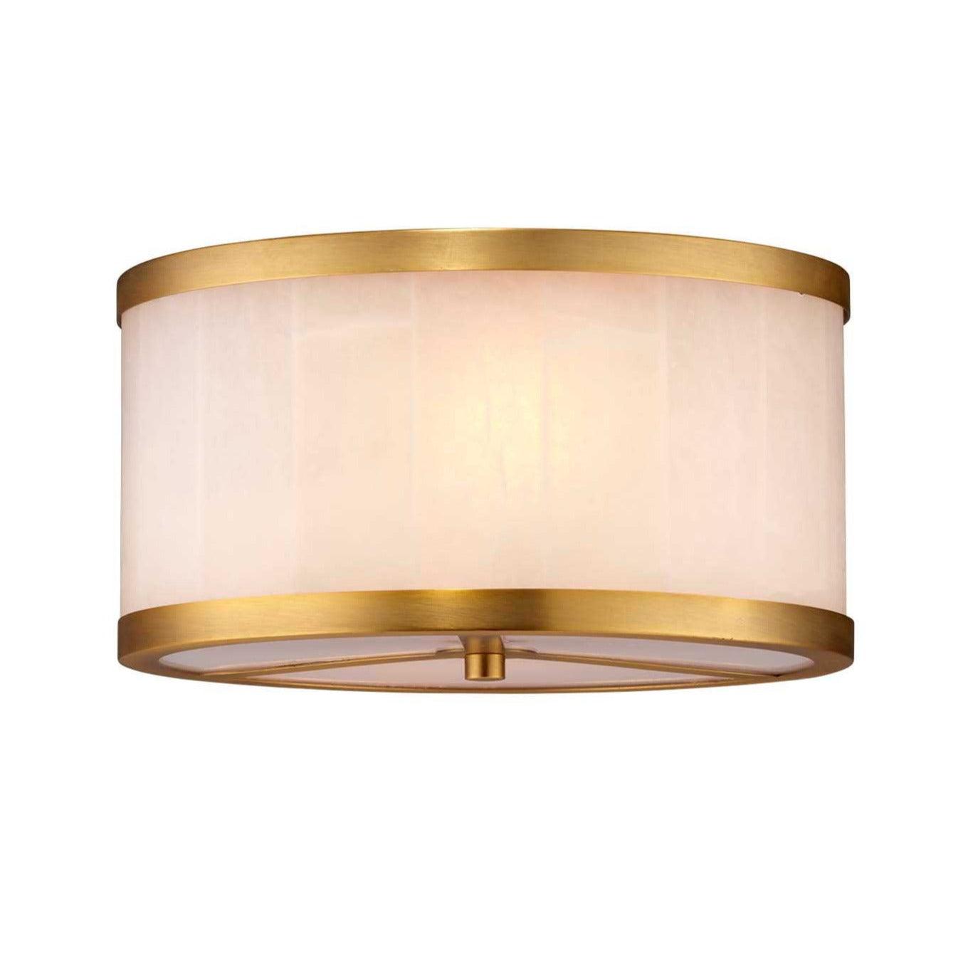 Brass & White Alabaster Small Upsala Flush Mount Ceiling Light Flush Mounts Sideboards and Things By Jamie Young