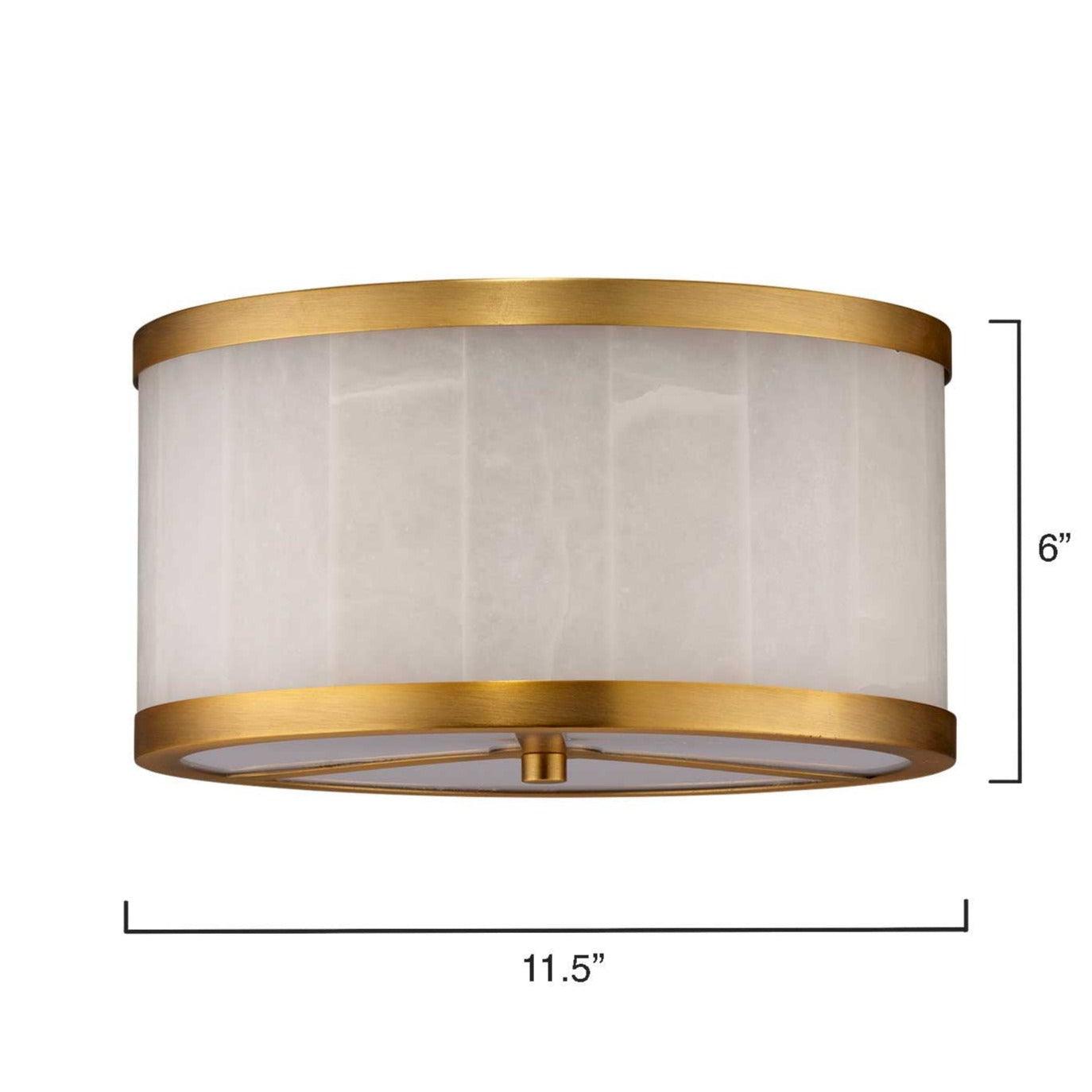 Brass & White Alabaster Small Upsala Flush Mount Ceiling Light Flush Mounts Sideboards and Things By Jamie Young