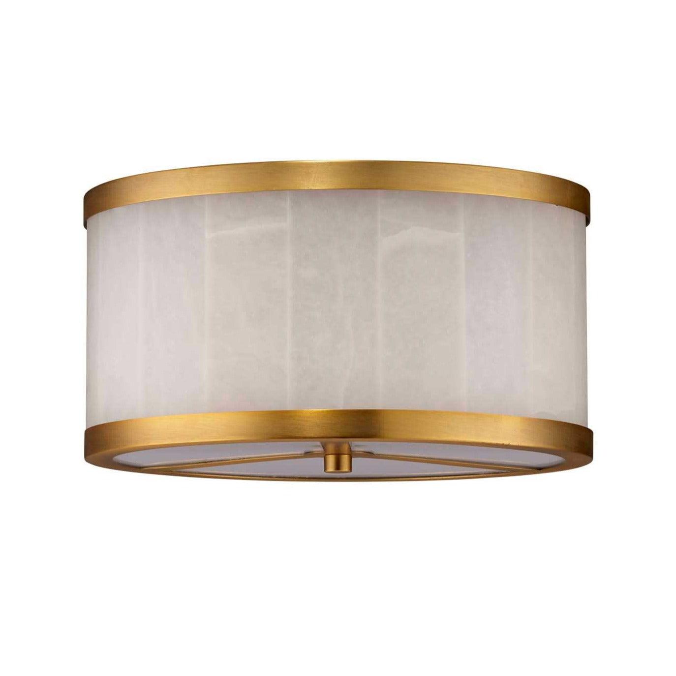 Brass & White Alabaster Small Upsala Flush Mount Ceiling Light Flush Mounts Sideboards and Things By Jamie Young