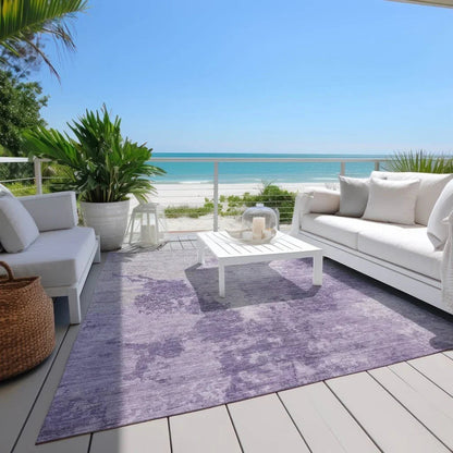 LOOMLAN Rugs Bravari Purple Washable Indoor-Outdoor Rug