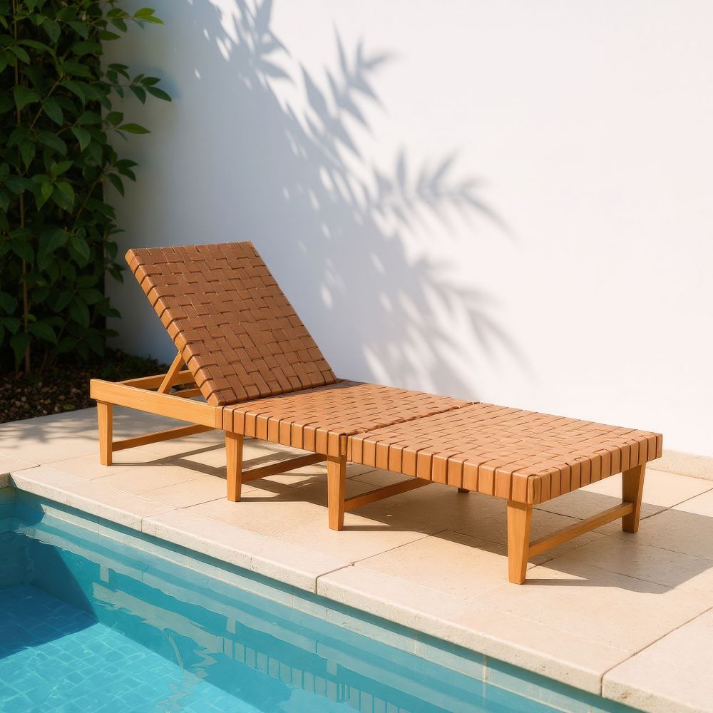 Zuo Modern Breath Rattan Weave Outdoor Chaise Lounge